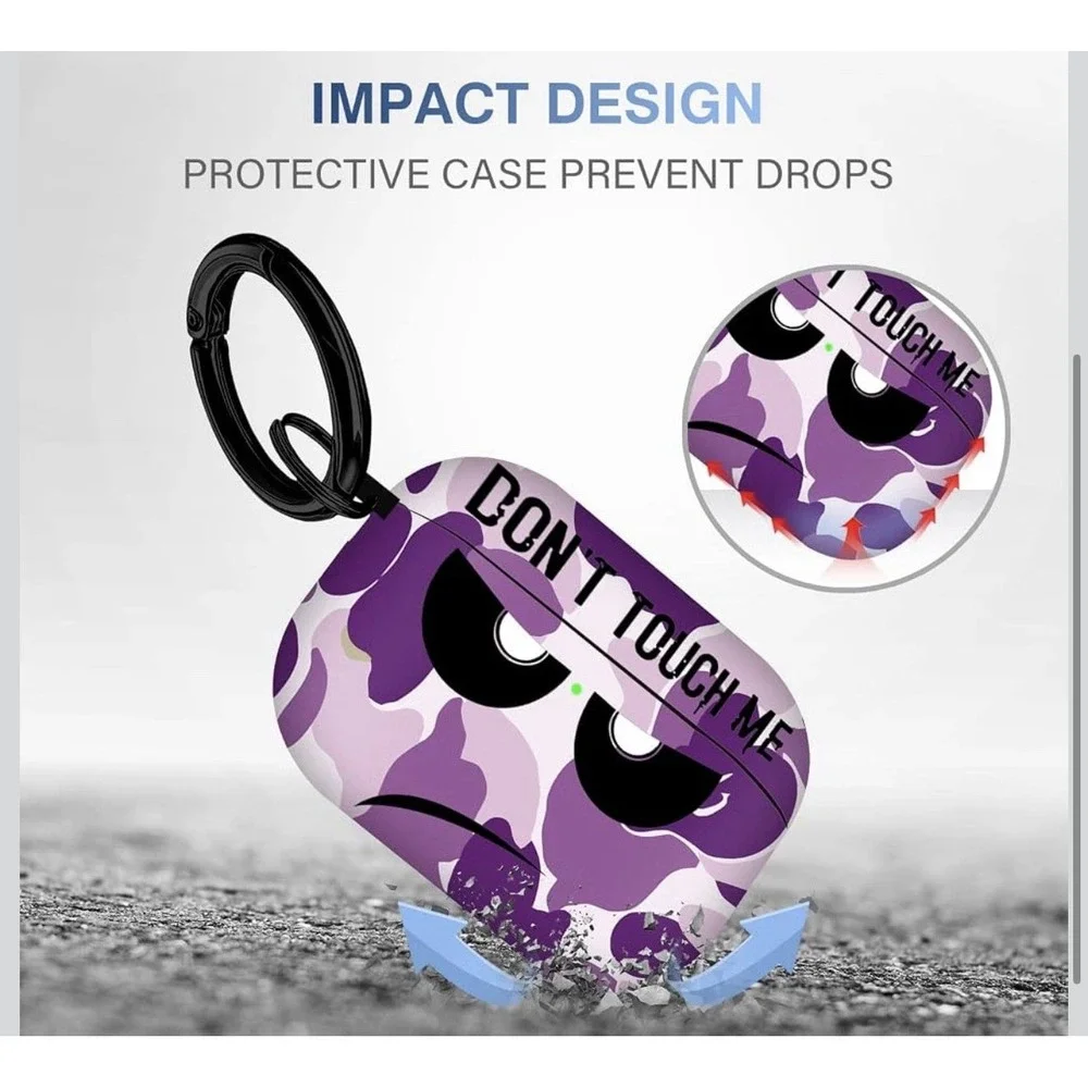 AirPod Pro Case Don't Touch Me Cover with Keychain/Lanyard Soft Cute Shockproof